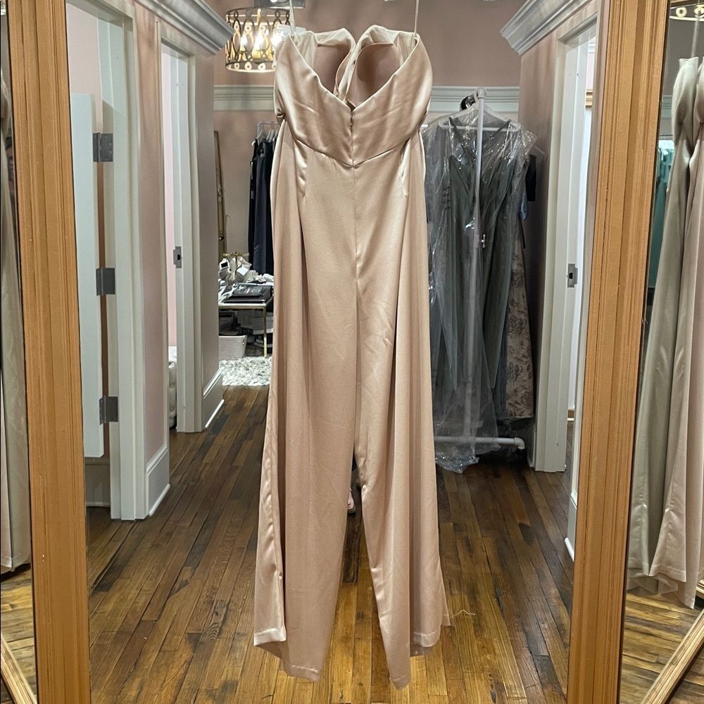 NWT Jenny Yoo Satin Jumpsuit/Pantsuit PALE GOLD (NOT PICTURED) Size 16 - Picture 2 of 7